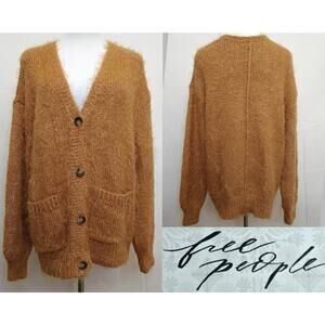 Free People Fuzzy Mohair Cardigan Women's XS Cider Orange Oversized NWT #Z5244